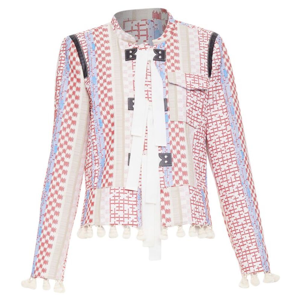 Altuzarra Ghianda geometric check weave pompom jacket